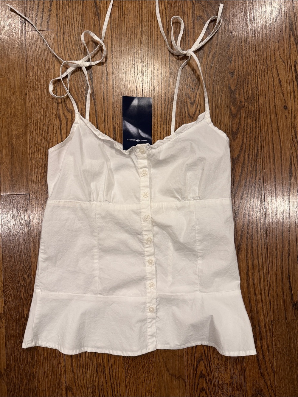 Brandy Melville White Tie-Strap Button-Front Camisole - Picture 1 of 6